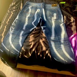Blue biker style jeans